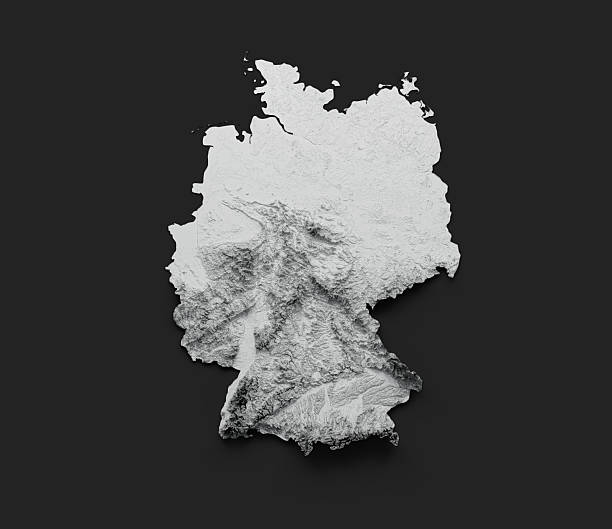 istock Germany Map white Shaded relief Color Height map on Black Background 3d illustration 2216821468