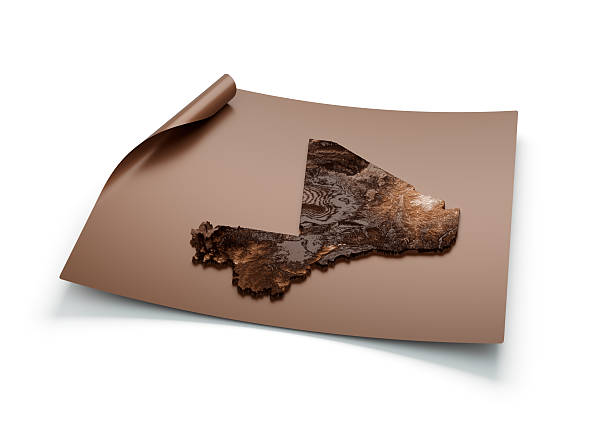istock Map Of Mali Old Style Brown On Unrolled Map Paper Sheet On White Background 3d Illustration 2216821477