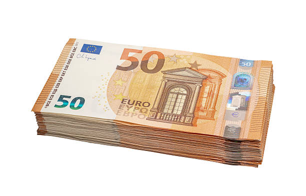 istock Stack of 50 euro bills isolated on white background 2216822241