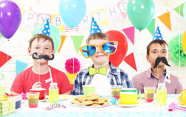Happy childrens having fun at birthday party