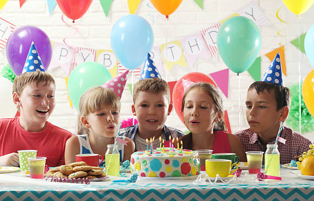 istock Happy childrens having fun at birthday party 2216827244