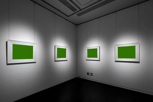 Minimalist art museum with blank frames