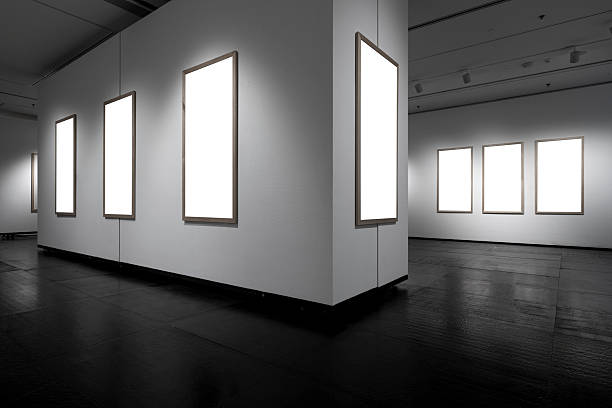 istock Blank frames with lighting in the exhibition hall 2216827412
