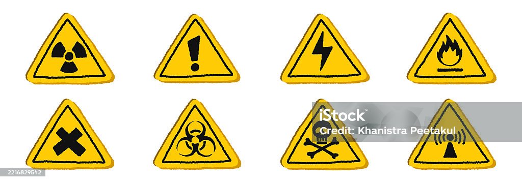 Triangle Coded Signs Triangle Danger Signs 2 Stock Illustration - Download Image Now - Alarm ...