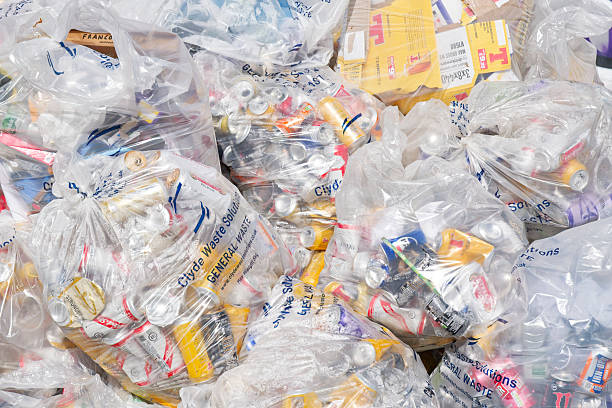 Birmingham, UK, May 10th 2025, Black plastic bin bags full and left on street during bin collection strike