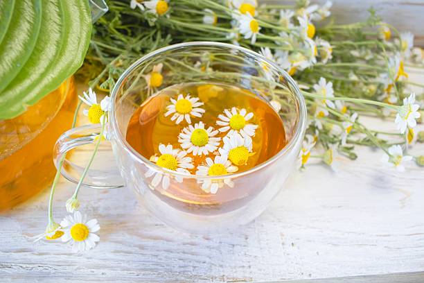 istock Herbal medicinal tea with chamomile flowers in a glass teapot 2216838637