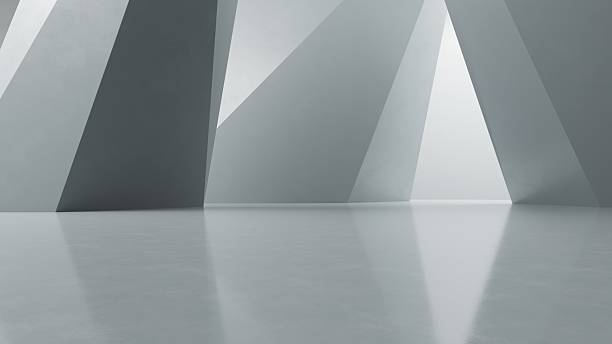 istock Abstract architectural space with empty concrete floor, Geometric in dark sci-fi interior design, 3d rendering background 2216838976