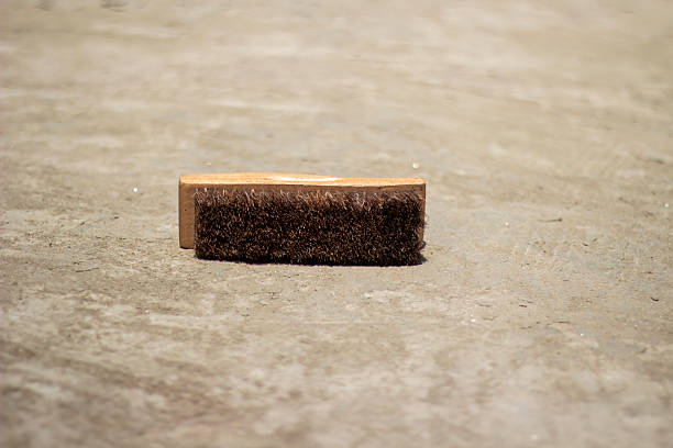A shoe brush is lying on the ground.