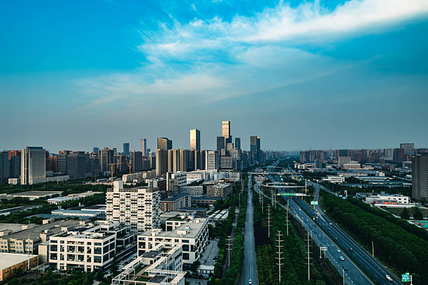 istock Xi'an's Aerial Canvas: Skyscrapers and Highways Under Infinite Blue 2216848341