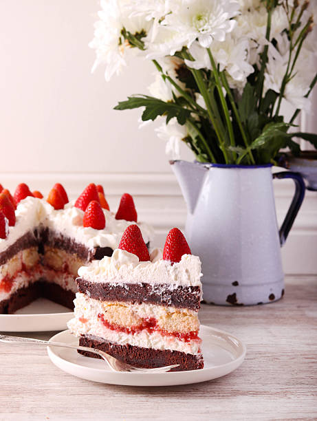 istock Chocolate and strawberry cream layered cake 2216876014