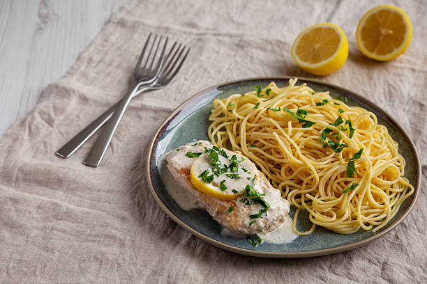 istock Homemade Creamy Lemon Chicken in a Pan, side view. 2216876297