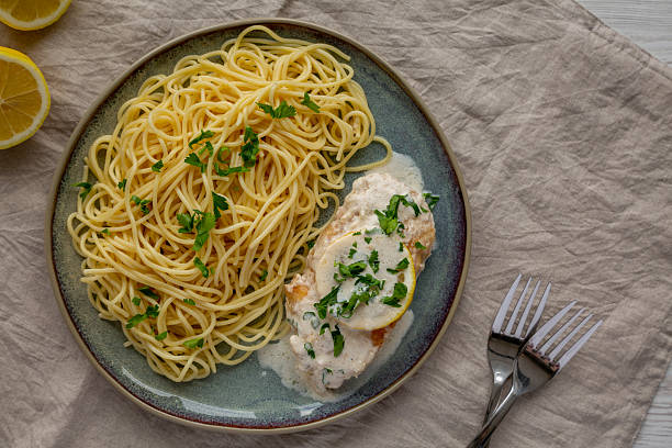 istock Homemade Creamy Lemon Chicken in a Pan, side view. 2216876311