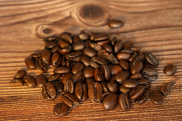 High resolution of coffee grains on a table