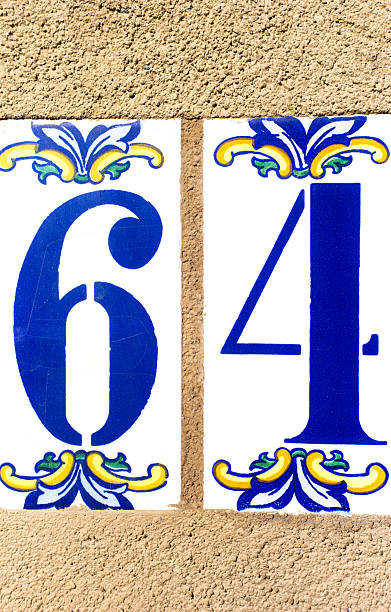 istock Santa Fe: Ceramic Number 64 Street Address Tiles Close-Up 2216900821