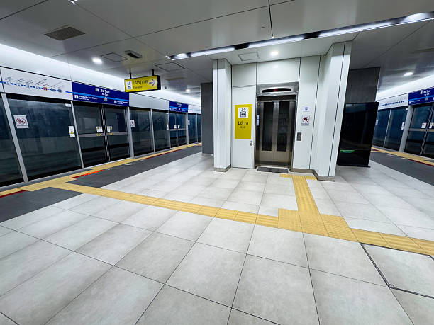 Accessible tactile pavement inside a Ho Cho Minh City Subway station