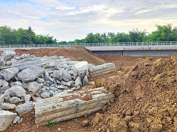 istock Concrete pillars and broken concrete fragments from the earthquake 2216913420