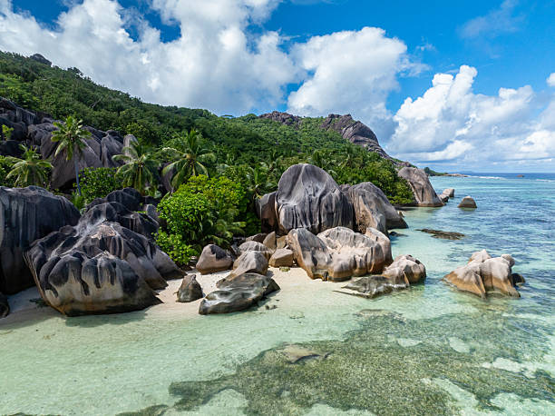 istock Granite rocks and lush greenery on the beach. La Digue, Seychelles. 2216914361