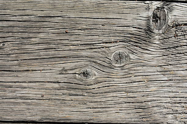 Real Weathered Wood with Knots Floor Board from a Pedestrian Bridge. High quality photo