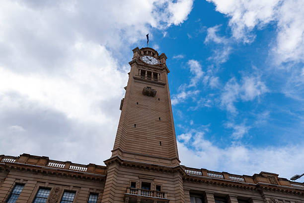 The clock tower at the main train station in Sydney, Australia.