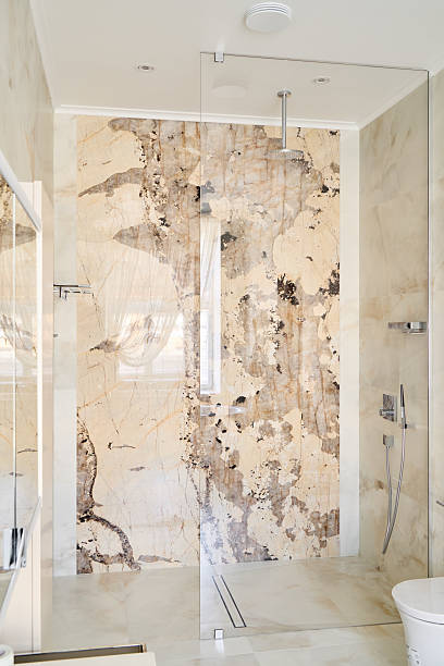 istock Discover a Modern Luxurious Shower Space Featuring an Elegant Stone Wall Design with Style 2216922350