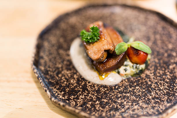 foie gras with apple and lentils served at a restaurant