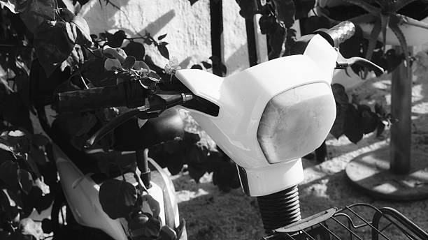 Scooter Vintage Close-Up Black White Artistic Composition Shadow Contrast