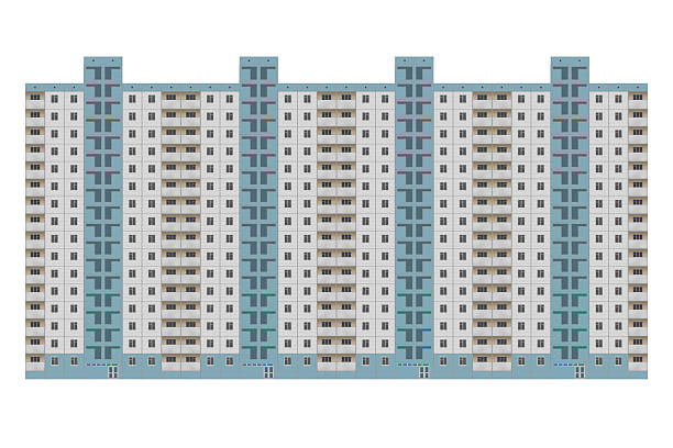 istock Sixteen-storey panel apartment building is isolated. 2216926734