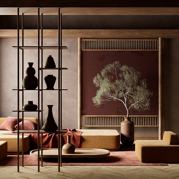 istock Tranquil elegance in a Japanese inspired interior. 3D illustration 2216929061