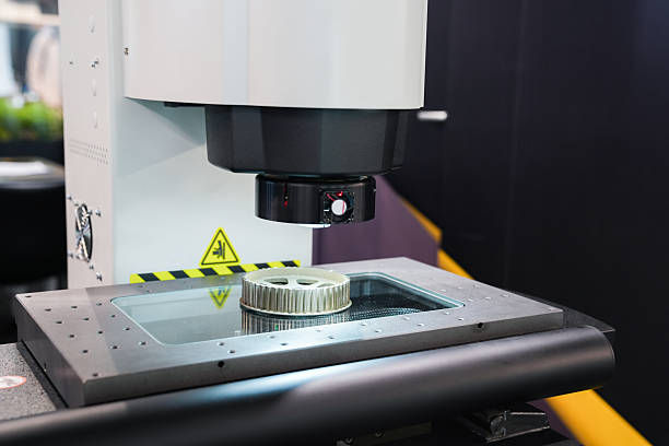 istock Optic machine for precise measurement of part size and quality evaluation. Smart factory 2216930827
