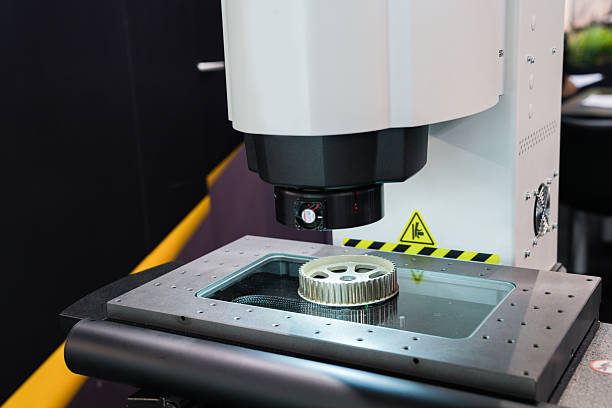 istock Optic machine for precise measurement of part size and quality evaluation. Smart factory 2216931389