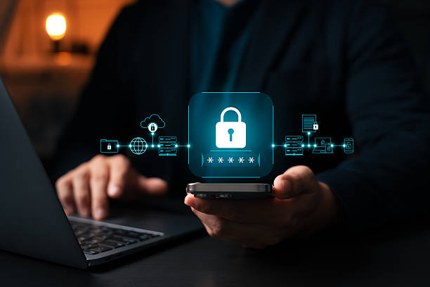 istock Cyber security concept showing businessman using smartphone with padlock icon, password protection, data encryption, secure connection and digital privacy in modern technology. 2216931934