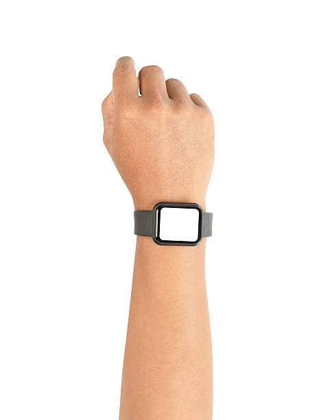 istock Close up man hand with smartwatch on isolated background, Clipping path. 2216932096