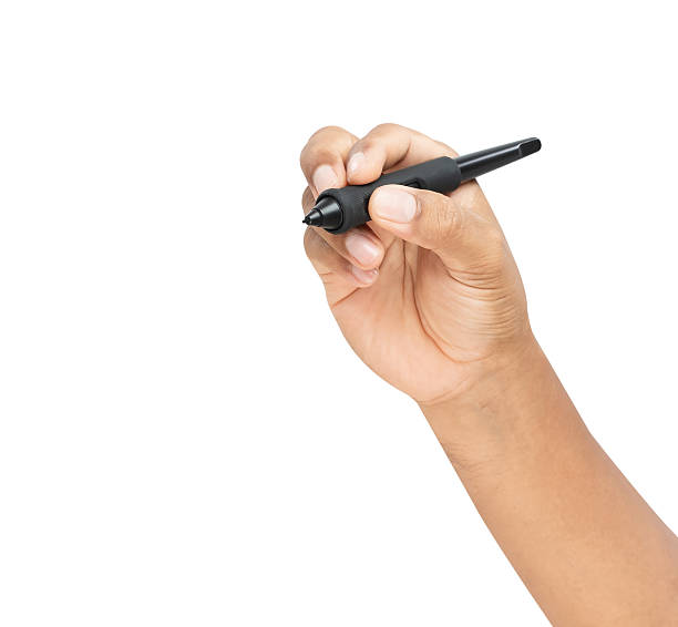 istock Hand holding digital pen on isolated background, Clipping path. 2216932125