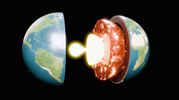 istock Molten Earth Core Exposed - Concept of Planet Core Structure, Geothermal Energy, Heat, and Inner Layers, 3D Render 2216935774
