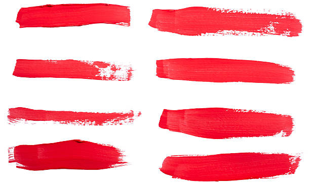 istock Set of red brush stroke isolated on white 2216936035