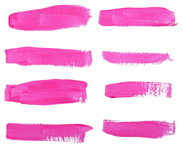 istock Set of pink brush stroke isolated on white 2216936055