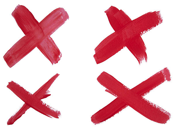 istock Set of red brush stroke x cross shape isolated on white 2216936640