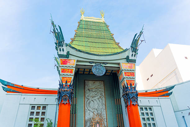 Los Angeles, California - December 23, 2024: Clear view of the iconic Hollywood Chinese Theatre with detailed architecture and vibrant colors in Los Angeles, California, captured on a sunny day.