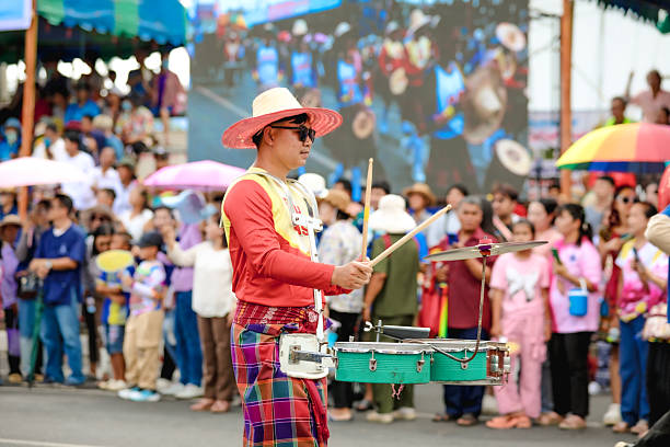 Yasothon,Thailand-May 17, 2025:Yasothon Rocket Festival, decorated parade, dancing, joyful atmosphere, a ritual to ask for rain from the gods to obtain water for agriculture according to local beliefs