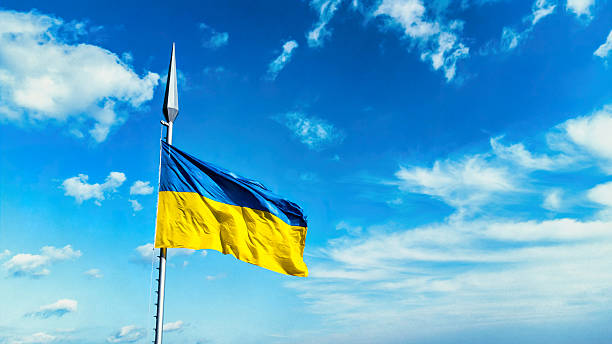 istock Ukrainian flag blue yellow while weaving. independence day Ukraine 2216941744