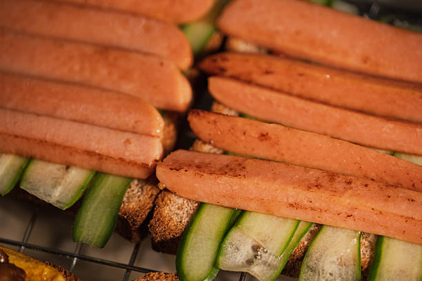 Delicious Hot Dog Buns with Sliced Cucumbers