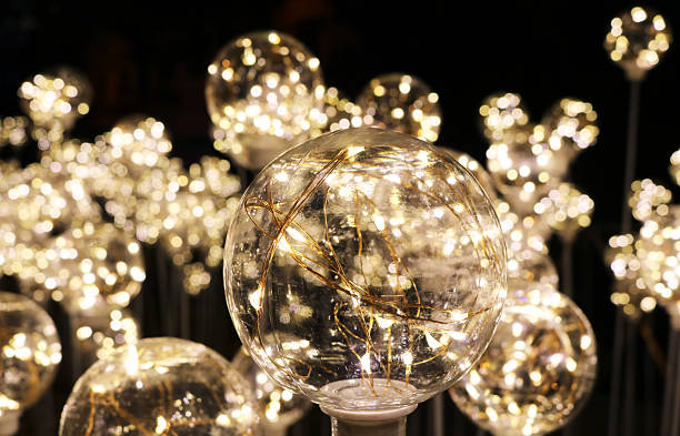 istock Close-up light ball illuminated at night background. 2216950510