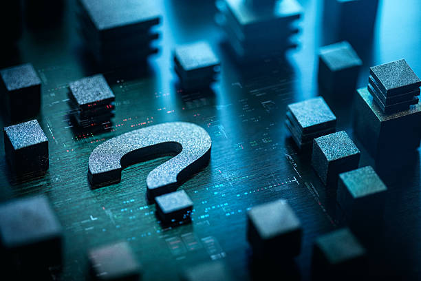 istock Modern Question Mark symbol on technologic background with variety of blocks formation. 2216950565