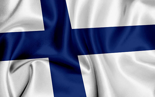 Flag of Finland waving background.