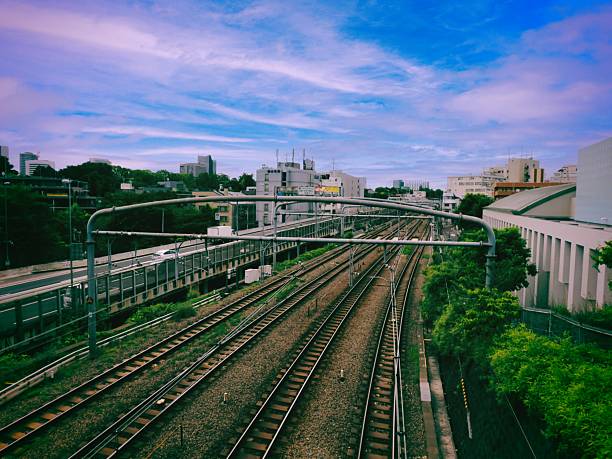 istock Railroad tracks and cityscape 2216954254