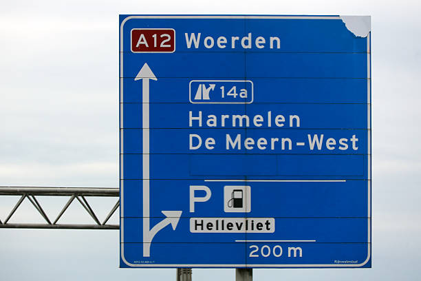 Blue highway sign showing the autobahn symbol and an arrow pointing right
