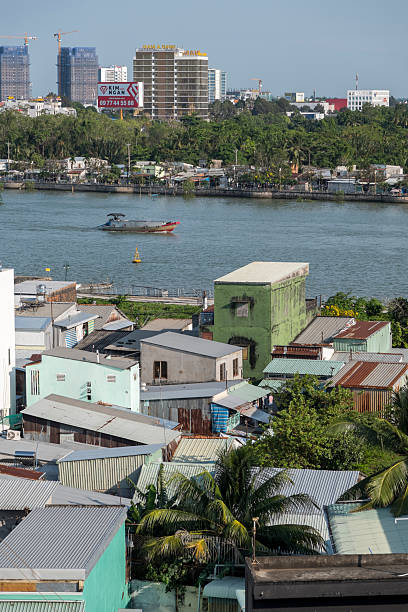 Can Tho, Vietnam - April 04, 2025: View of the city and the Mekong River