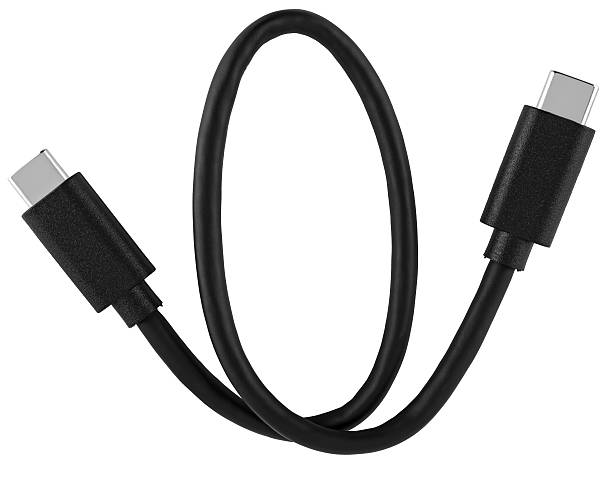 istock Cable with Type-C connector in black plastic sleeve. on white background. 2216960735