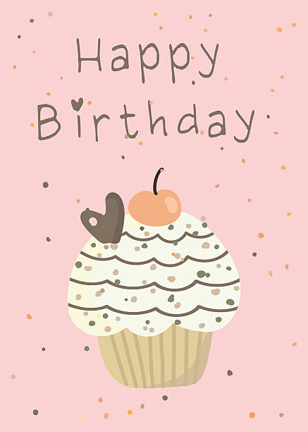 Happy Birthday Card - Balloons and Cupcakes 4 Greeting card - Happy Birthday with confetti and cupcakes. The image can be used for print and web. birthday and invitation card animal background with chicken stock illustrations