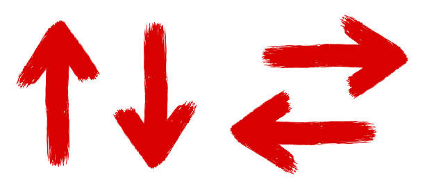 istock Arrows set hand drawn, red arrow brush different direction, arrows brush grunge sign 2216993706